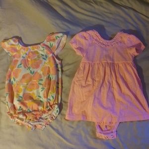2 cute girl onesies size 12 months